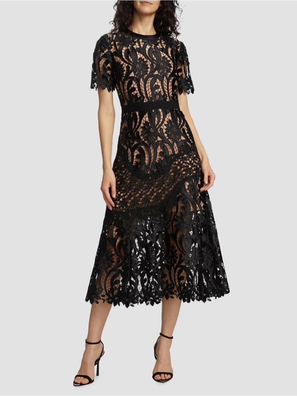NWT Self-Portrait Prairie Guipure Lace Midi-Dress
